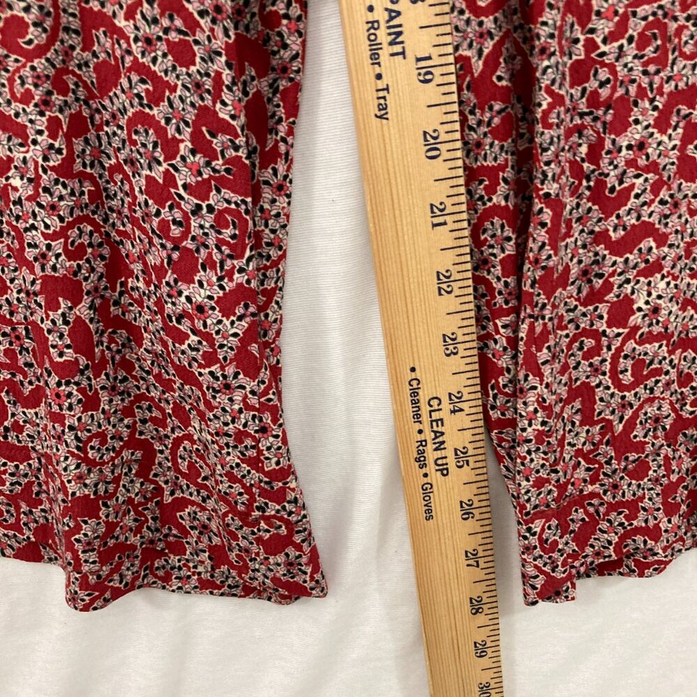 Ba&sh size Medium Red Abstract Floral Ruffle V Neck Wide Leg Cloy Jumpsuit - Picture 8 of 12